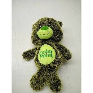 18 inch Cedar Point Fuzzy Green and Black Teddy Bear.